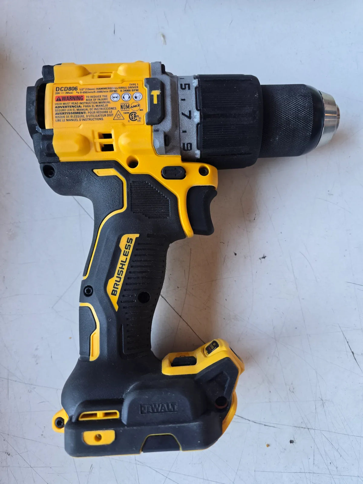 DEWALT DCD806B 20V XR Brushless Cordless 1/2 in. Hammer Drill (Tool-Only) - Used | #condition_used