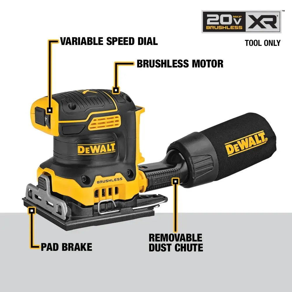 DEWALT DCW200B 20V MAX XR Brushless 1/4 Sheet Speed Sander Tool Only