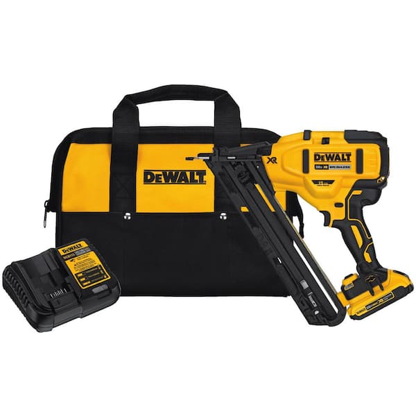 DEWALT 20V MAX XR Lithium-Ion Cordless 2-1/2 in. 15-Gauge Finish Nailer Kit with 2.0Ah Battery, Charger and Contractor Bag – Open Box, Barely Used