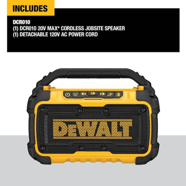 DEWALT 20V MAX Cordless Bluetooth Speaker DCR010 tool only
