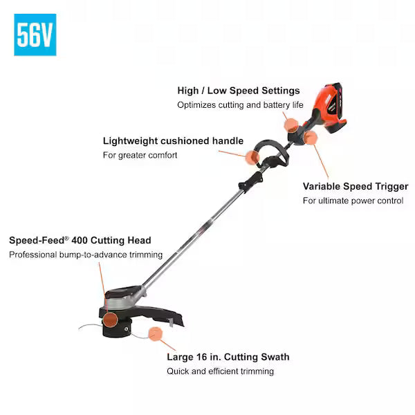 ECHO 16 in string trimmer 56V brushless motor cordless design