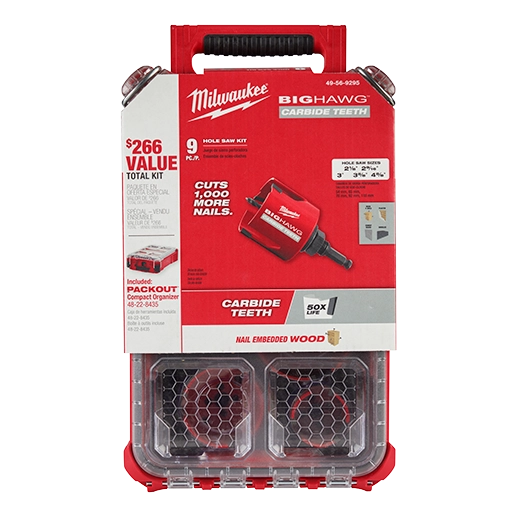 Milwaukee 49-56-9295 BIG HAWG Carbide Hole Saw Kit 9 Piece
