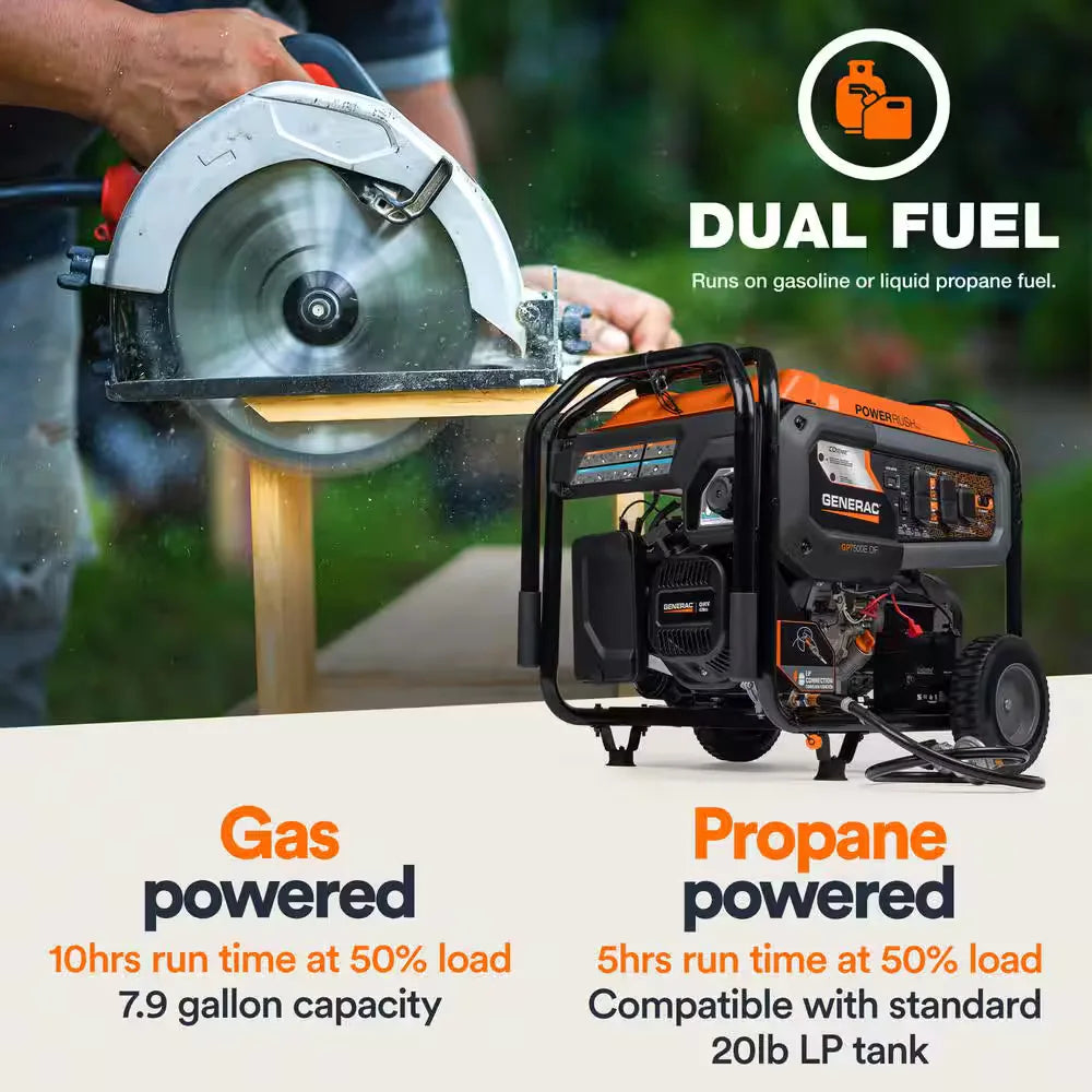 Generac 80112 GP7500E Dual Fuel Generator - 9400W Electric Start