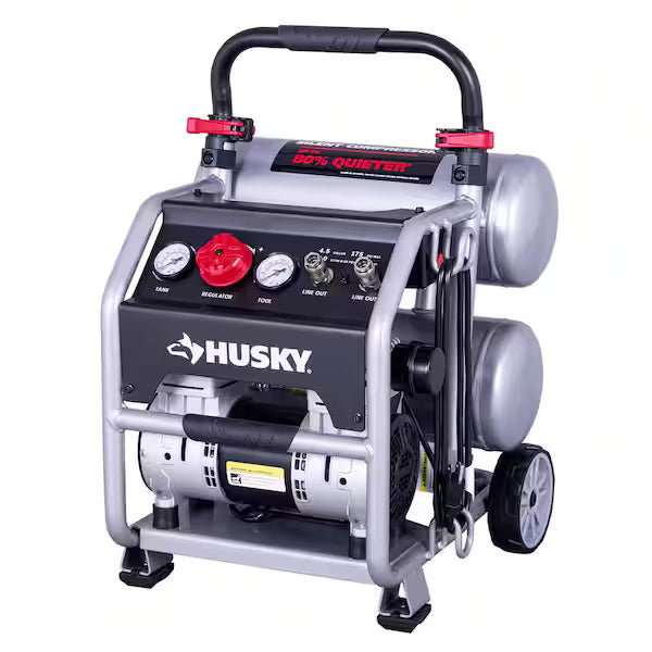 Husky 4.5 Gal. 175 PSI Quiet Twin Stack Portable Air Compressor