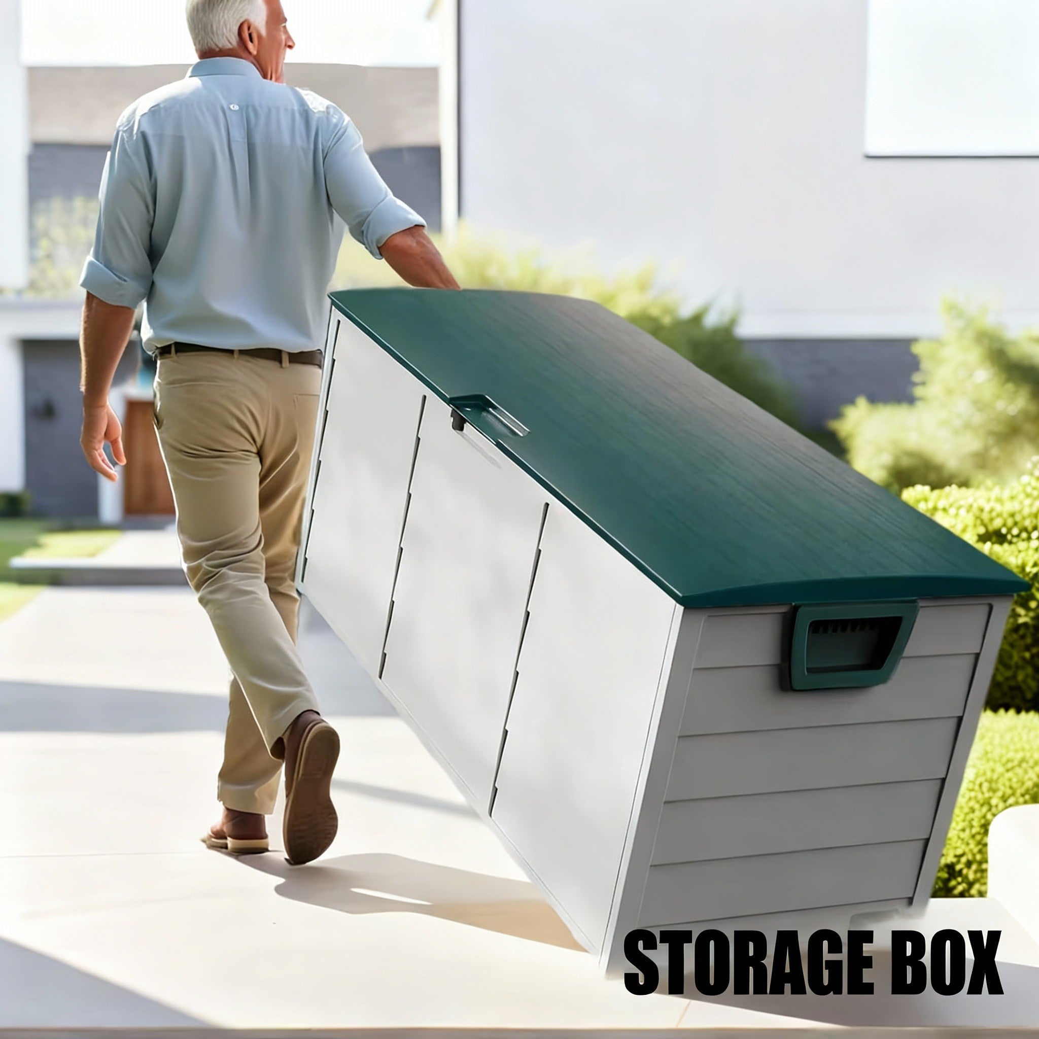 75 Gallon Heavy-Duty Outdoor Deck Box – Waterproof Patio Storage Box with Hinged Lid, Lockable & Easy Assembly 2Dropme