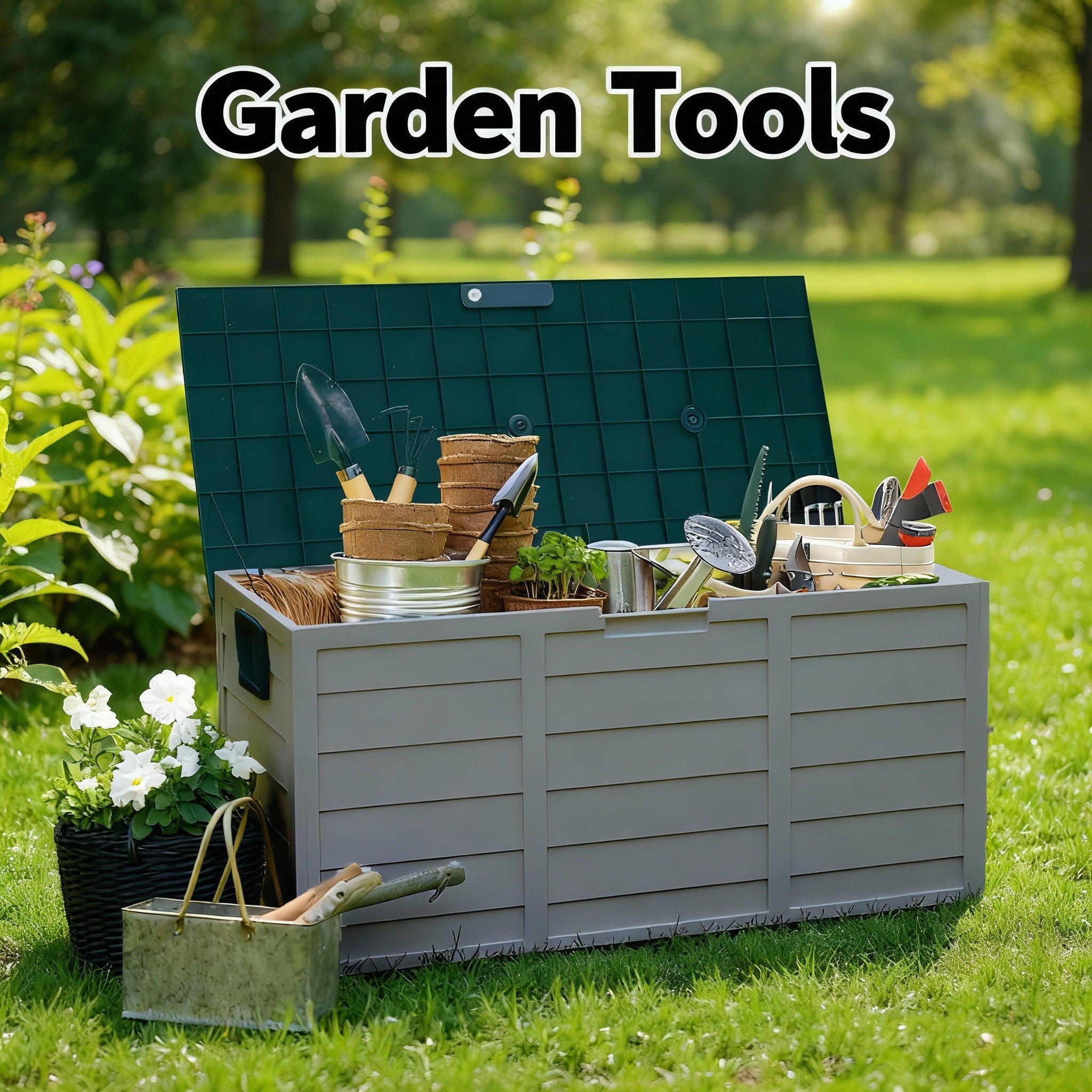 75 Gallon Heavy-Duty Outdoor Deck Box – Waterproof Patio Storage Box with Hinged Lid, Lockable & Easy Assembly 2Dropme