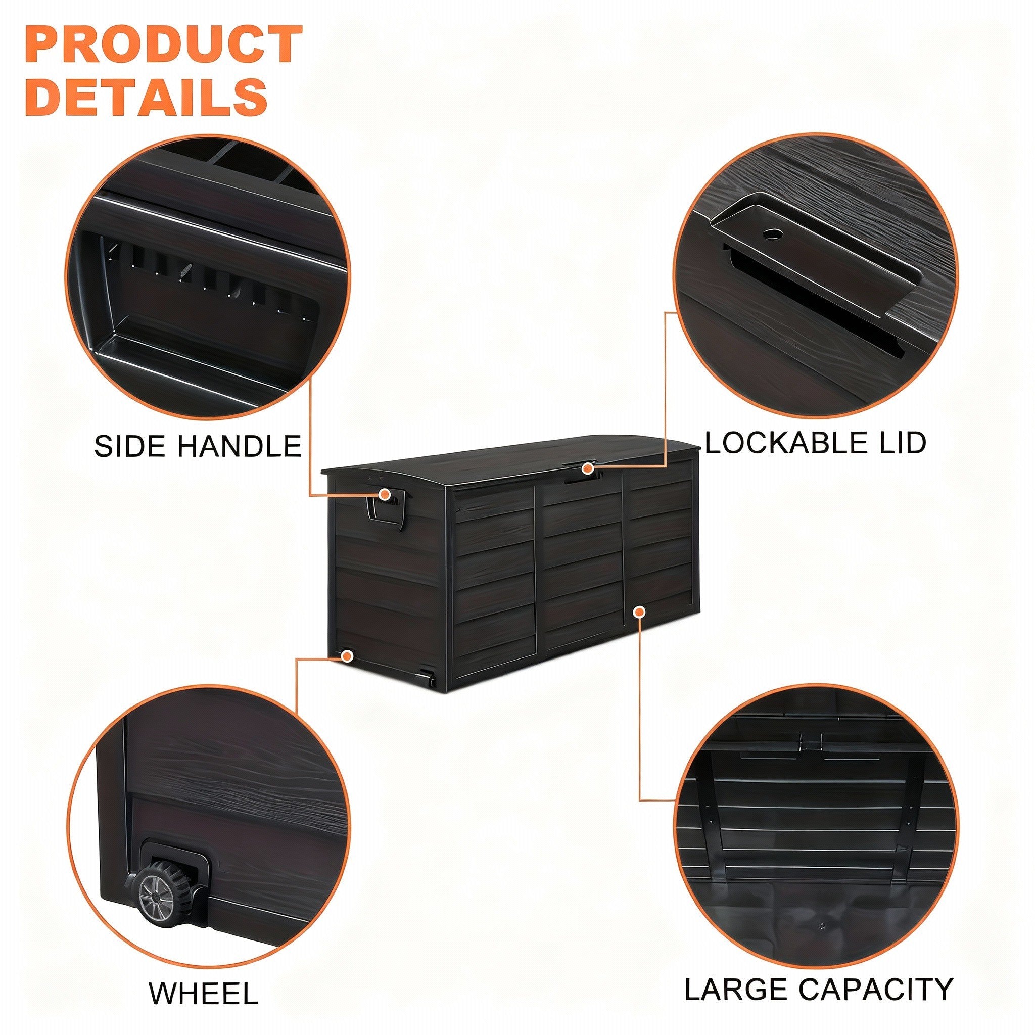 75 Gallon Heavy-Duty Outdoor Deck Box – Waterproof Patio Storage Box with Hinged Lid, Lockable & Easy Assembly 2Dropme
