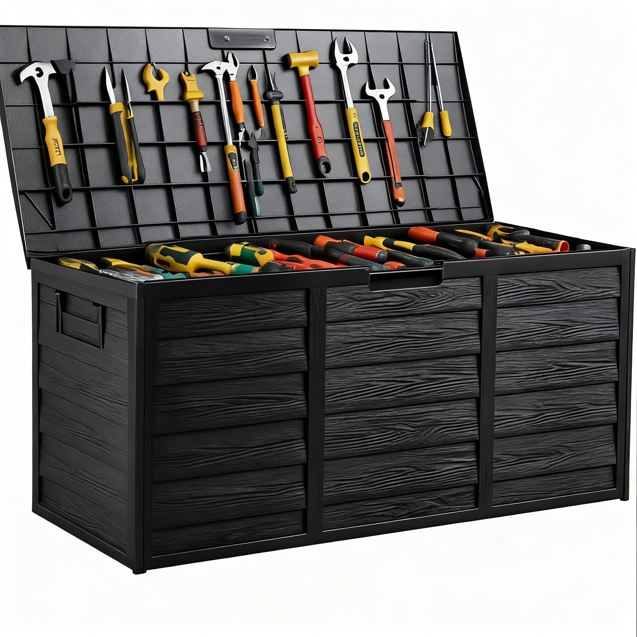 75 Gallon Heavy-Duty Outdoor Deck Box – Waterproof Patio Storage Box with Hinged Lid, Lockable & Easy Assembly 2Dropme