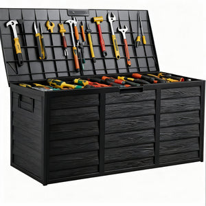 75 Gallon Heavy-Duty Outdoor Deck Box – Waterproof Patio Storage Box with Hinged Lid, Lockable & Easy Assembly 2Dropme