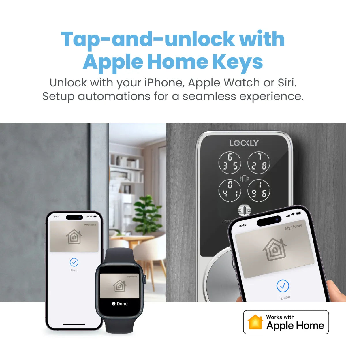 Lockly PGK7SWHKSN PIN Genie Pro Wi-Fi Smart Lock - Satin Nickel