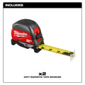 Milwaukee 48-22-1025MG 25 ft Compact Magnetic Tape Measure 2 Pack