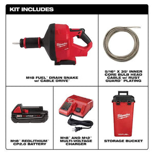 Milwaukee M18 FUEL drain cleaning tool cordless