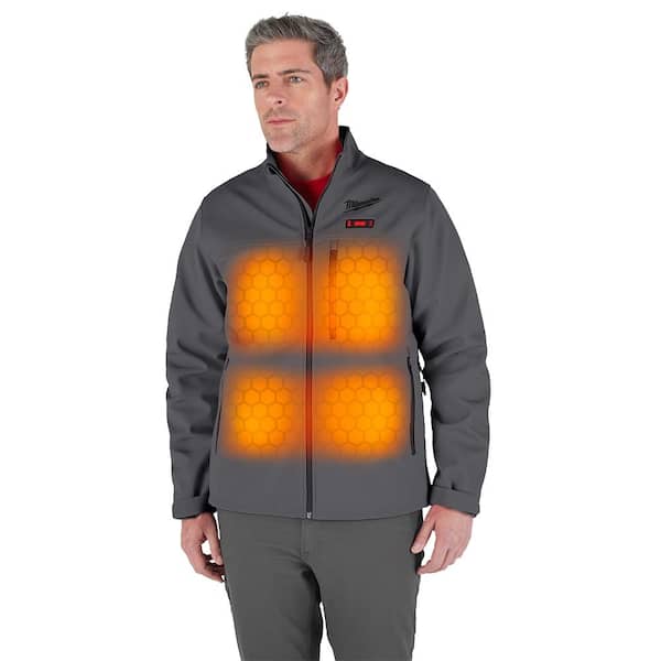 Milwaukee Men's X-Large M12 12-Volt Lithium-Ion Cordless Tough Shell Gray Heated Jacket with (1) 3.0 Ah Battery and Charger