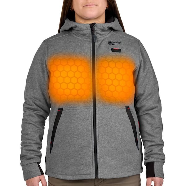Milwaukee Women's Medium M12 12-Volt Lithium-Ion Cordless Gray Heated Jacket Hoodie Kit