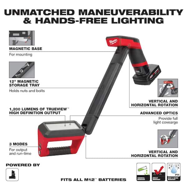 cordless underbody work light by Milwaukee close up