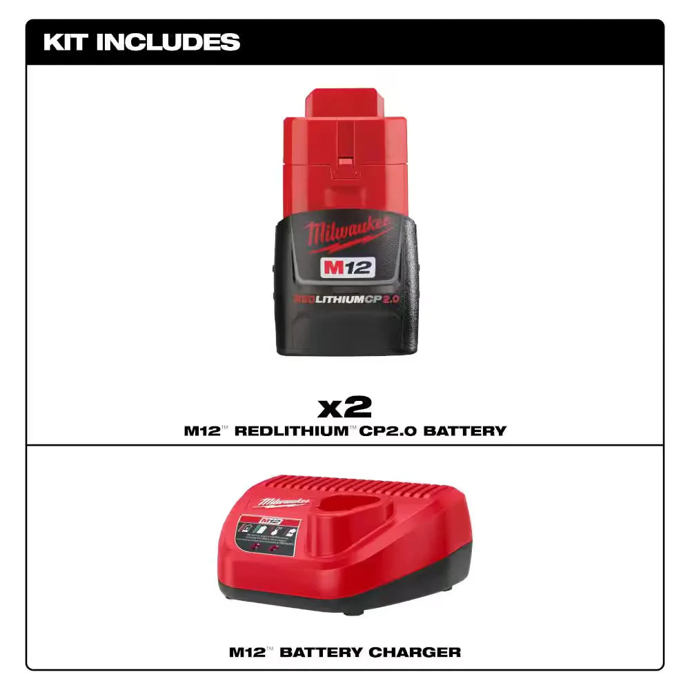 Milwaukee 48-59-2420P M12 REDLITHIUM CP2.0 Battery + Charger Kit