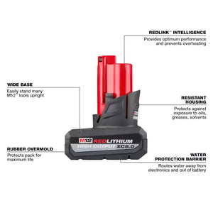 Milwaukee 48-59-2450P M12 XC High Output 12V 5.0Ah Battery 2-Pack + Charger