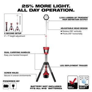 Milwaukee 2131-20 M18 ROCKET Dual Power Tower Light 2500 Lumens