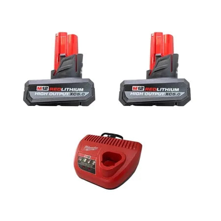 Milwaukee 48-59-2450P M12 XC High Output 12V 5.0Ah Battery 2-Pack + Charger