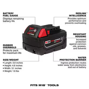 Milwaukee M18 battery and charger set for cordless tools