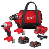 Milwaukee M18 18V Brushless Compact Hammer Drill/Impact Combo Kit