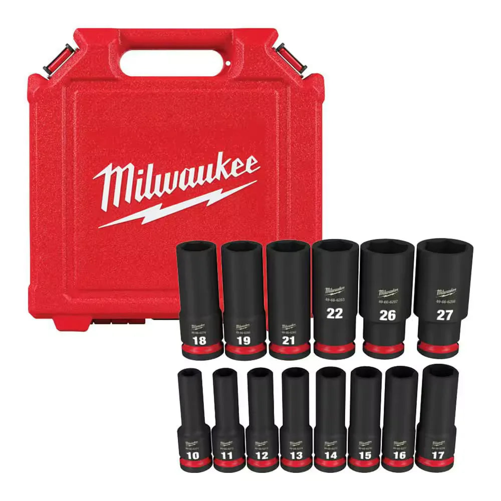 Milwaukee 49-66-7014 SHOCKWAVE 1/2 in. Deep Socket Set (14-Pc)