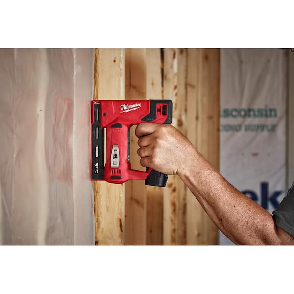 3/8 inch crown stapler by Milwaukee close up view