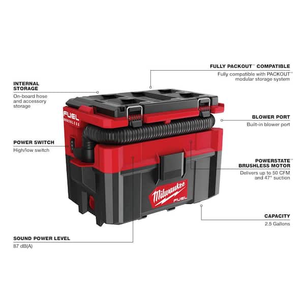 Milwaukee FUEL PACKOUT vacuum close up product view