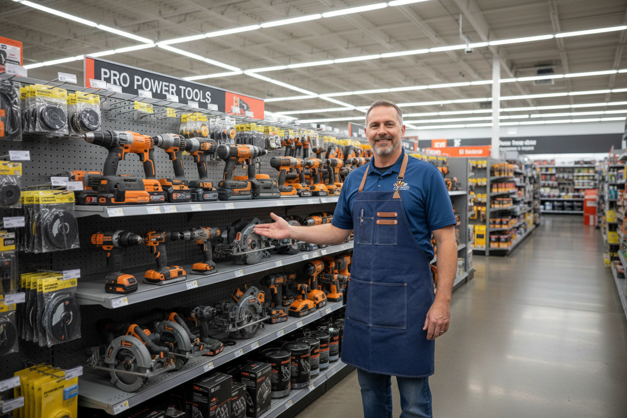 power tools and a staff