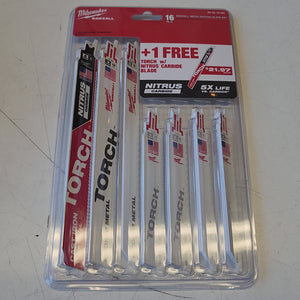 Milwaukee reciprocating saw blade kit with universal tang blades