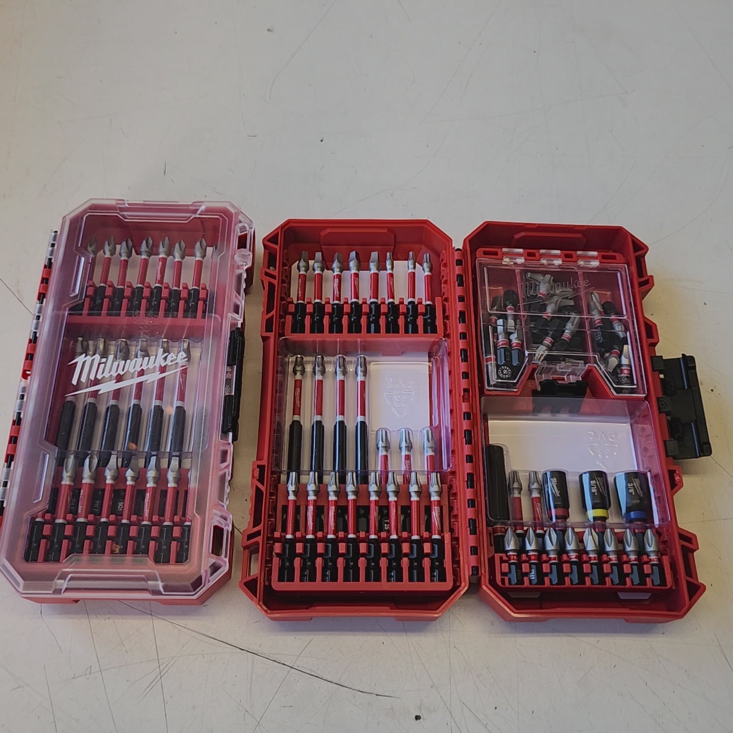 Compact Milwaukee impact driver bit organizer set with multiple driver bit types