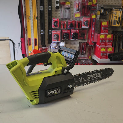 outdoor cordless chainsaw Ryobi 12 inch trimming tool