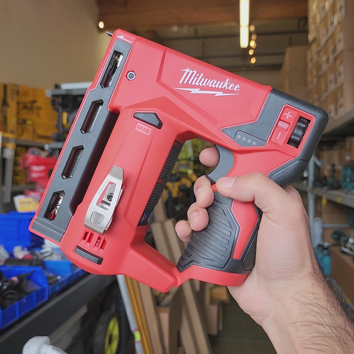 M12 Milwaukee stapler product shot for workshop use