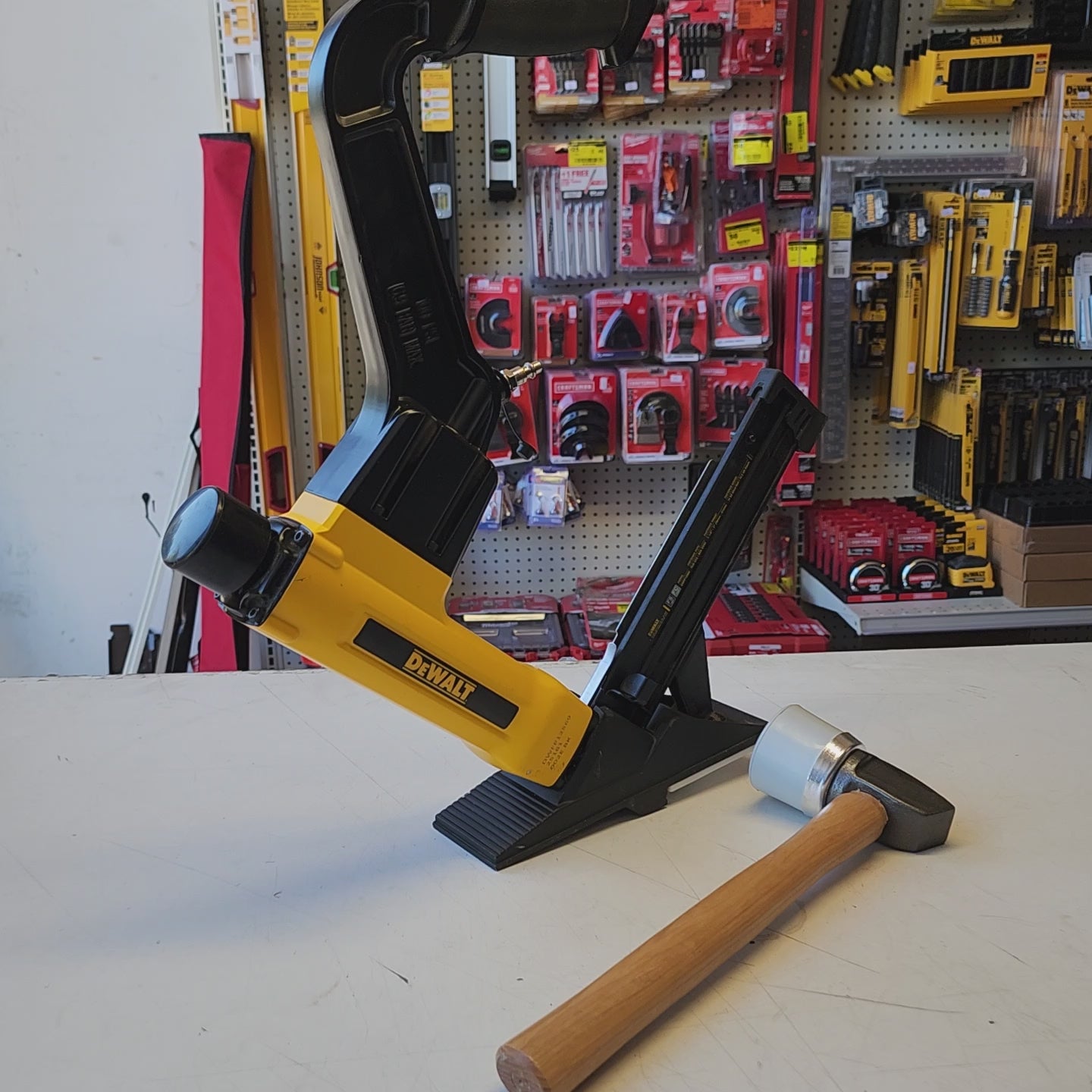 DEWALT flooring installation tool pneumatic nailer stapler combo