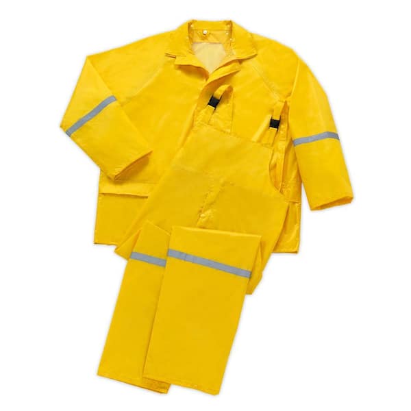Premium Men's 2X-Large Yellow Waterproof 170T Polyester Rain Suit