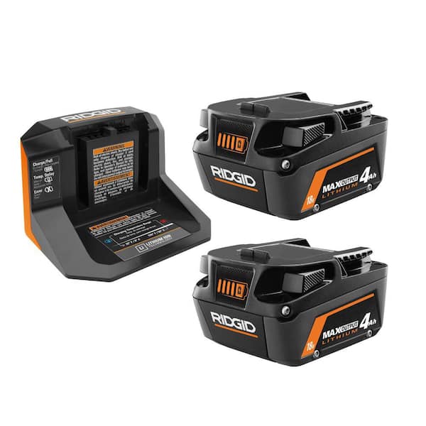 RIDGID 18V MAX Output Starter Kit with (2) 4.0 Ah Batteries and Charger