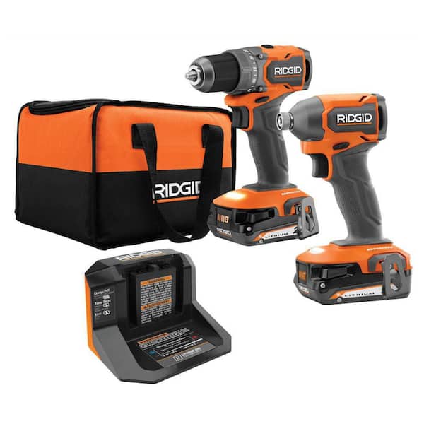 RIDGID 18V SubCompact Brushless 2-Tool Combo Kit with Drill/Driver, Impact Driver, Batteries, Charger, and Tool Bag