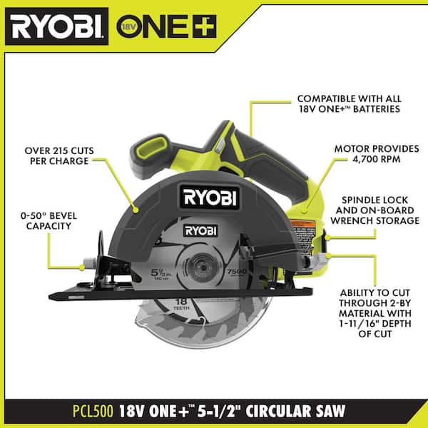 RYOBI ONE+ 18V Cordless 5 1/2 in. Circular Saw Tool Only RYOBI