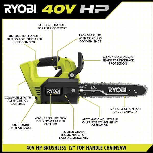 RY40509BTL battery chainsaw tool only outdoor cutting tool