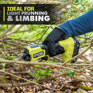 handheld Ryobi pruner for yard and garden maintenance