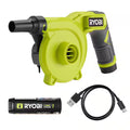 RYOBI USB Lithium Cordless High Volume Inflator Kit with 2.0 Ah Battery and Charging Cable