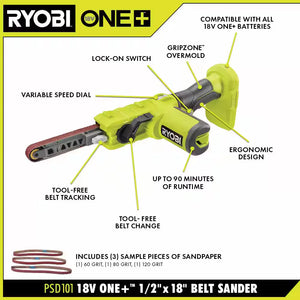 RYOBI PSD101B ONE+ 18V 1/2 x 18 in. Belt Sander Tool Only