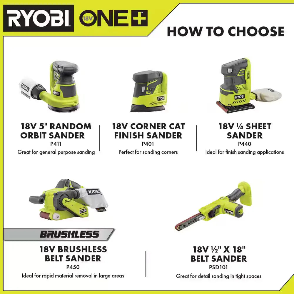 RYOBI PSD101B ONE+ 18V 1/2 x 18 in. Belt Sander Tool Only