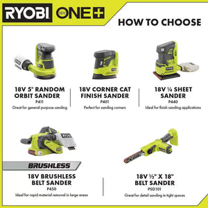 RYOBI PSD101B ONE+ 18V 1/2 x 18 in. Belt Sander Tool Only