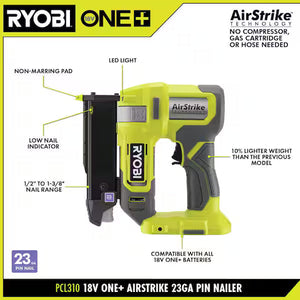 RYOBI ONE+ 18V Cordless Airstrike 23-Gauge Pin Nai #condition_open-box