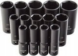 Arcan Tools 1/2" Drive Shallow Impact Socket Set 14 Pc Metric AS21214M Arcan