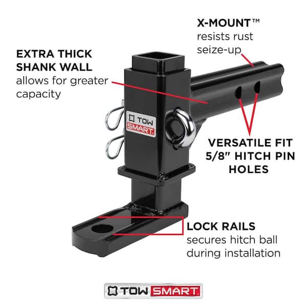 Tow Ball Riser TowSmart Class 4, 7,500 lbs. 7-1/2 in. Drop to 6-1/4 in. Rise Adjustab