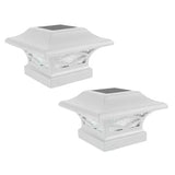 Classy Caps Kingsbridge Solar White Outdoor LED Post Cap (2-Pack)