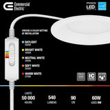 Commercial Electric Premium Series 4 in. LED 2-Level Lumen Select Baffle Canless Recessed Light with Adjustable CCT